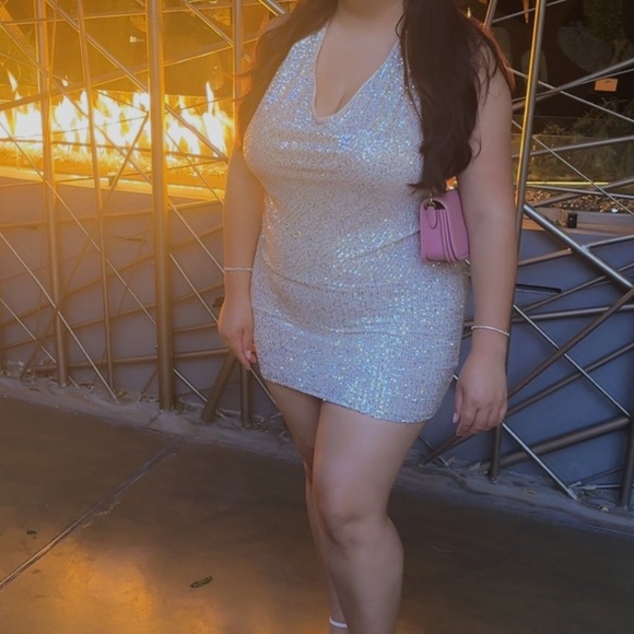 Lovers + Friends Sparkling Silver Mini Dress - Picture 7 of 8